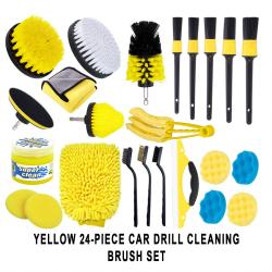 24Pcs Yellow Power Drill Brush Attachment Ultimate Kit For Full‑Range Auto Detailing Work