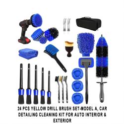 24Pcs Type A Drill‑Mounted Cleaning Brush Full Kit For Multi‑Purpose Auto Detailing Washing