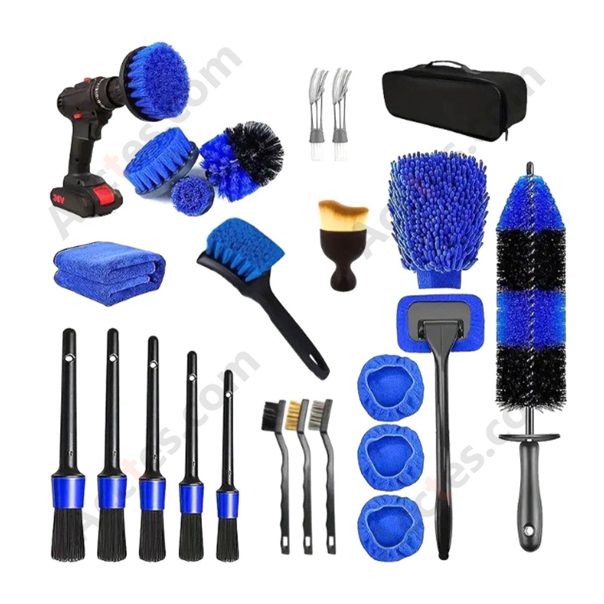 24Pcs Type A Drill‑Mounted Cleaning Brush Full Kit For Multi‑Purpose Auto Detailing Washing