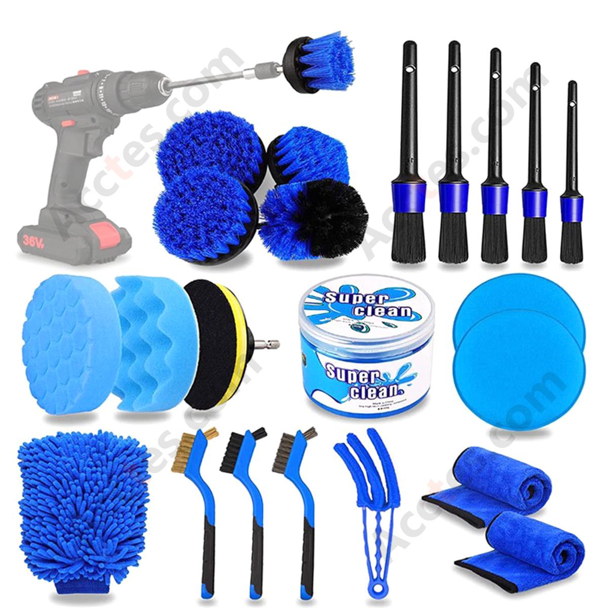 24Pcs Type B Drill‑Mounted Cleaning Brush Complete Kit For Auto Detailing Work