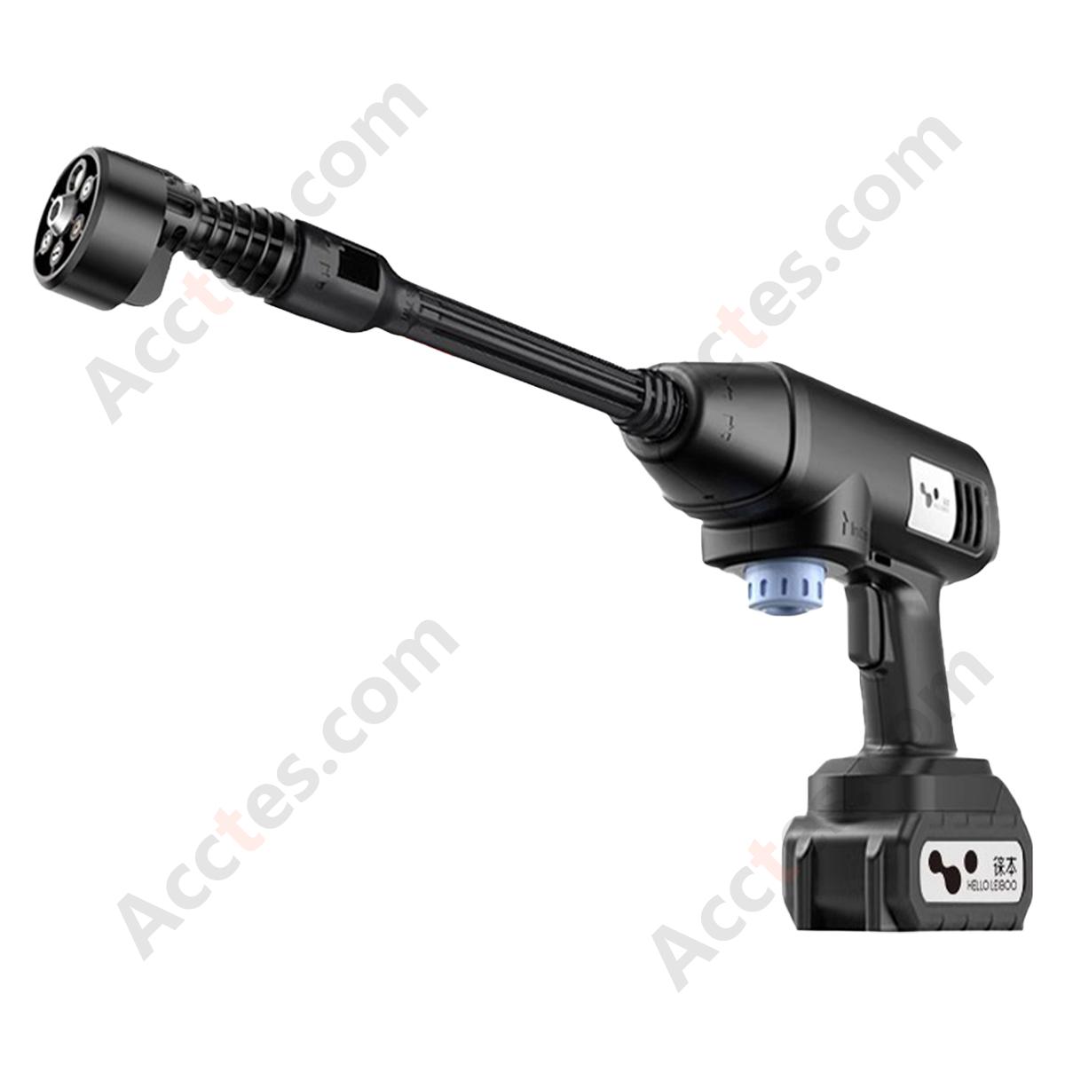 Black Portable Cordless Lithium Car Washer Gun C Version 2 Batteries 6‑in‑1 Nozzle Storage Bag Car Wash Kit