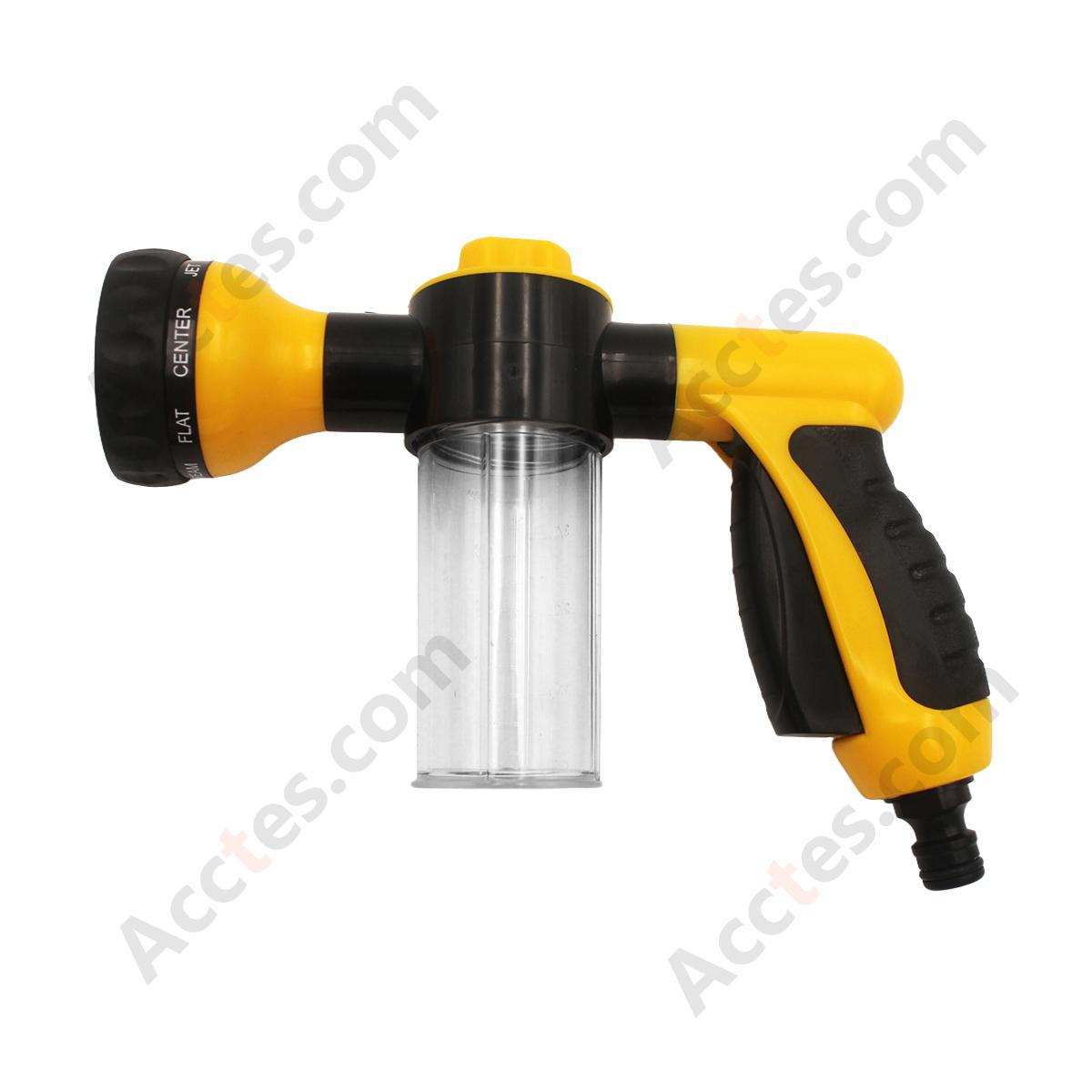 Yellow 8‑in‑1 Foam High Pressure Car Wash Gun Multi‑Function Nozzle Home & Vehicle Cleaning Tool
