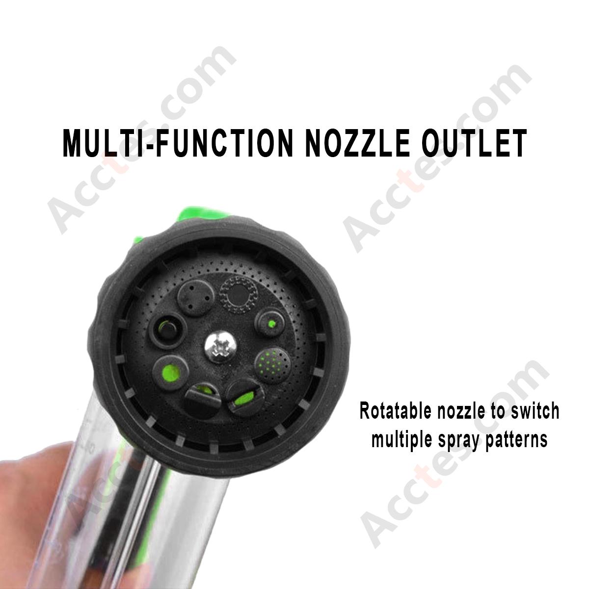 Green 8‑in‑1 Foam High Pressure Car Wash Gun Multi‑Spray Mode Household Vehicle Cleaning Tool