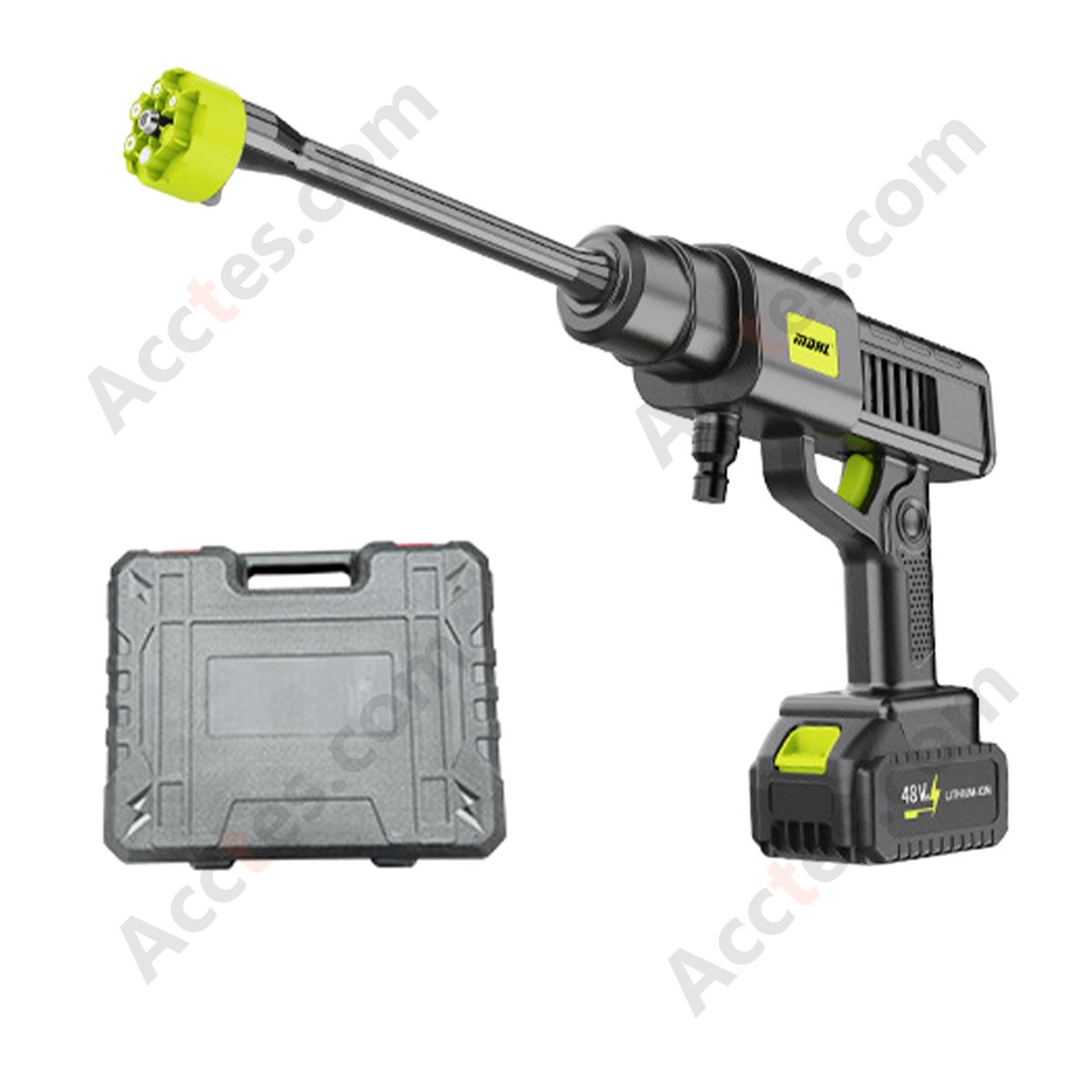 48V Household Portable Cordless Lithium Car Washer 1 Battery 1 Charger Tool Box Kit Green‑Black Vehicle Washing Machine