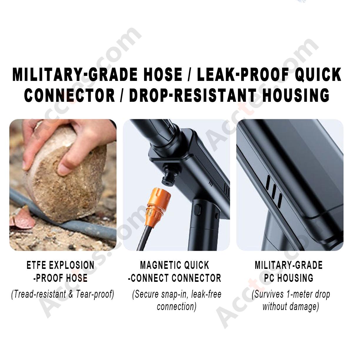 Portable Cordless Lithium Car Washer Gun Single Battery 5M Hose 6‑in‑1 Nozzle With Storage Bag Household Cleaning Tool