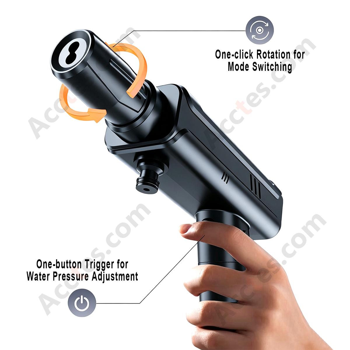 Portable Cordless Lithium Car Washer Gun 2 Batteries 5M Hose 6‑in‑1 Nozzle Storage Bag Household Car Washing Tool