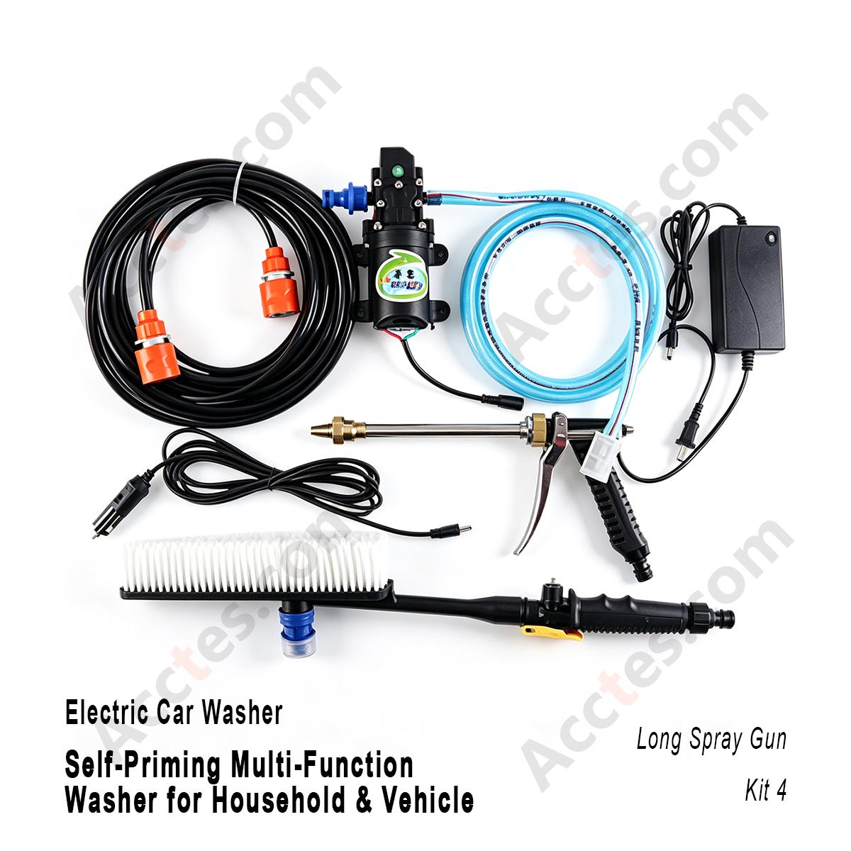 Household Car‑Mounted Self‑Priming Electric Car Washer Multi‑Function Long Spray Gun Kit 4 Vehicle Cleaning Kit