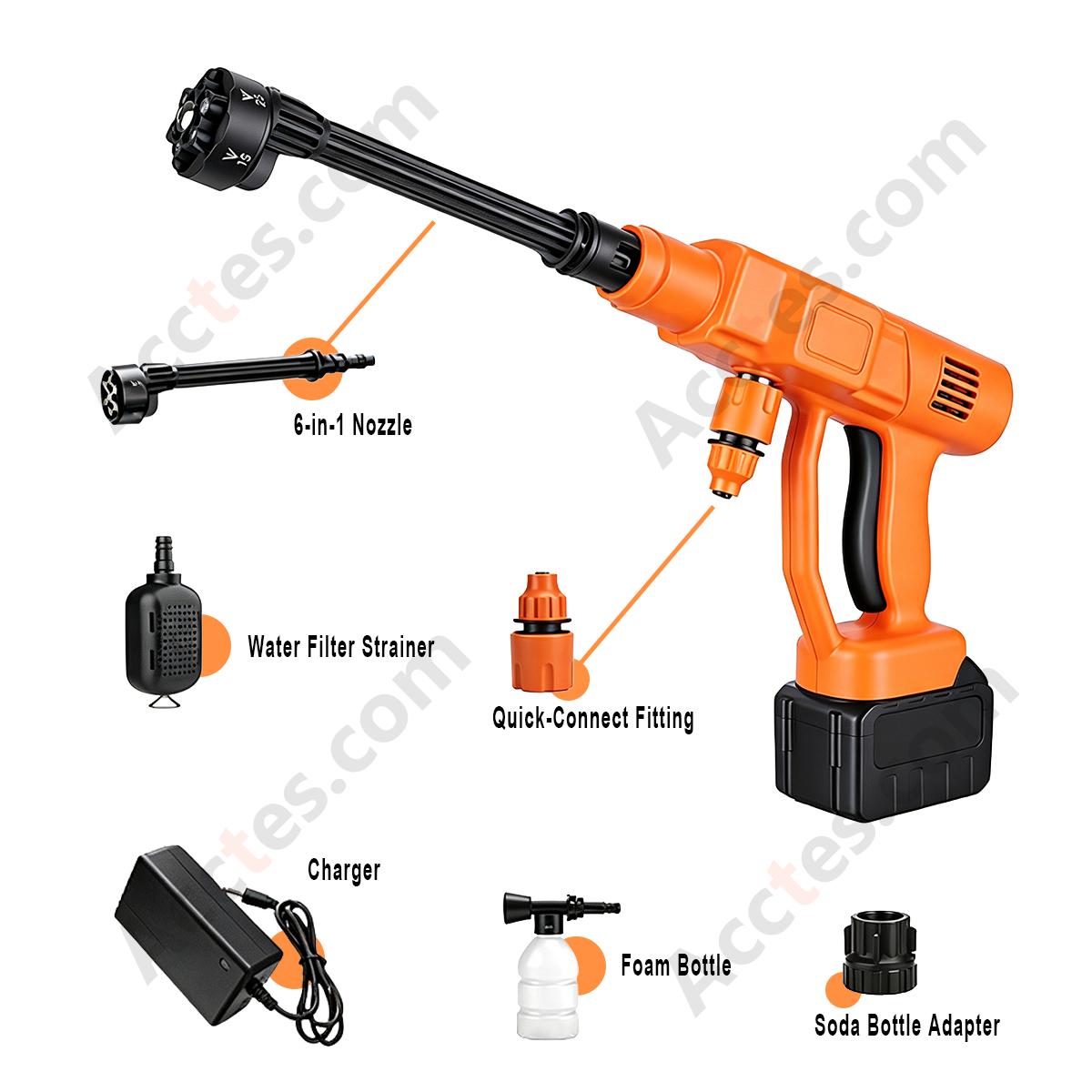 Household Portable Cordless Lithium Car Washer 15‑Cell 1 Battery 10M Hose Storage Bag Car Washing Machine