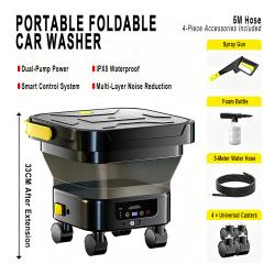 Outdoor Portable Cordless Lithium Car Washer Gun With Water Tank 5M Hose 4‑Pcs Accessories Car Cleaning Machine