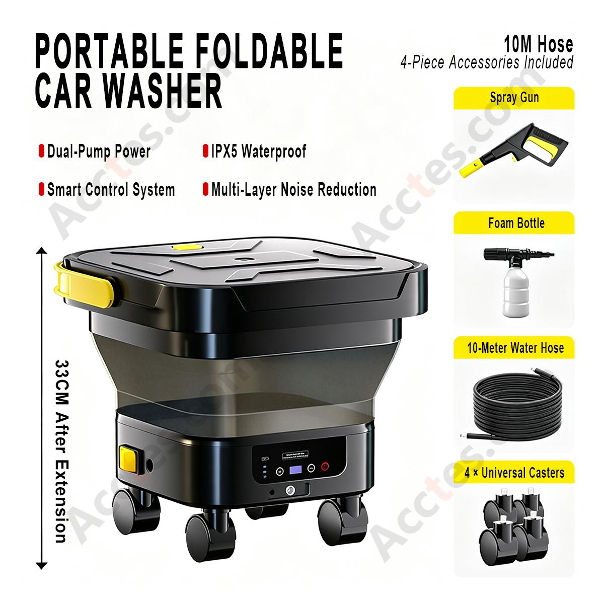 Outdoor Portable Cordless Lithium Car Washer Gun With Water Tank 10M Hose 4‑Pcs Accessories Vehicle Cleaning Tool