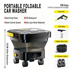 Outdoor Portable Cordless Lithium Car Washer Gun With Water Tank 10M Hose 4‑Pcs Accessories Vehicle Cleaning Tool