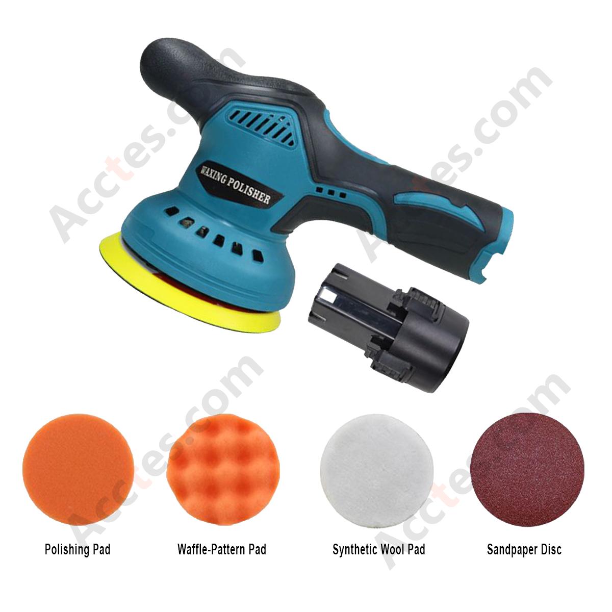 Cordless Handheld Orbital Car Polisher Waxer 8‑Speed 1 Battery 1 Charger EU Plug Vehicle Polishing Waxing Tool