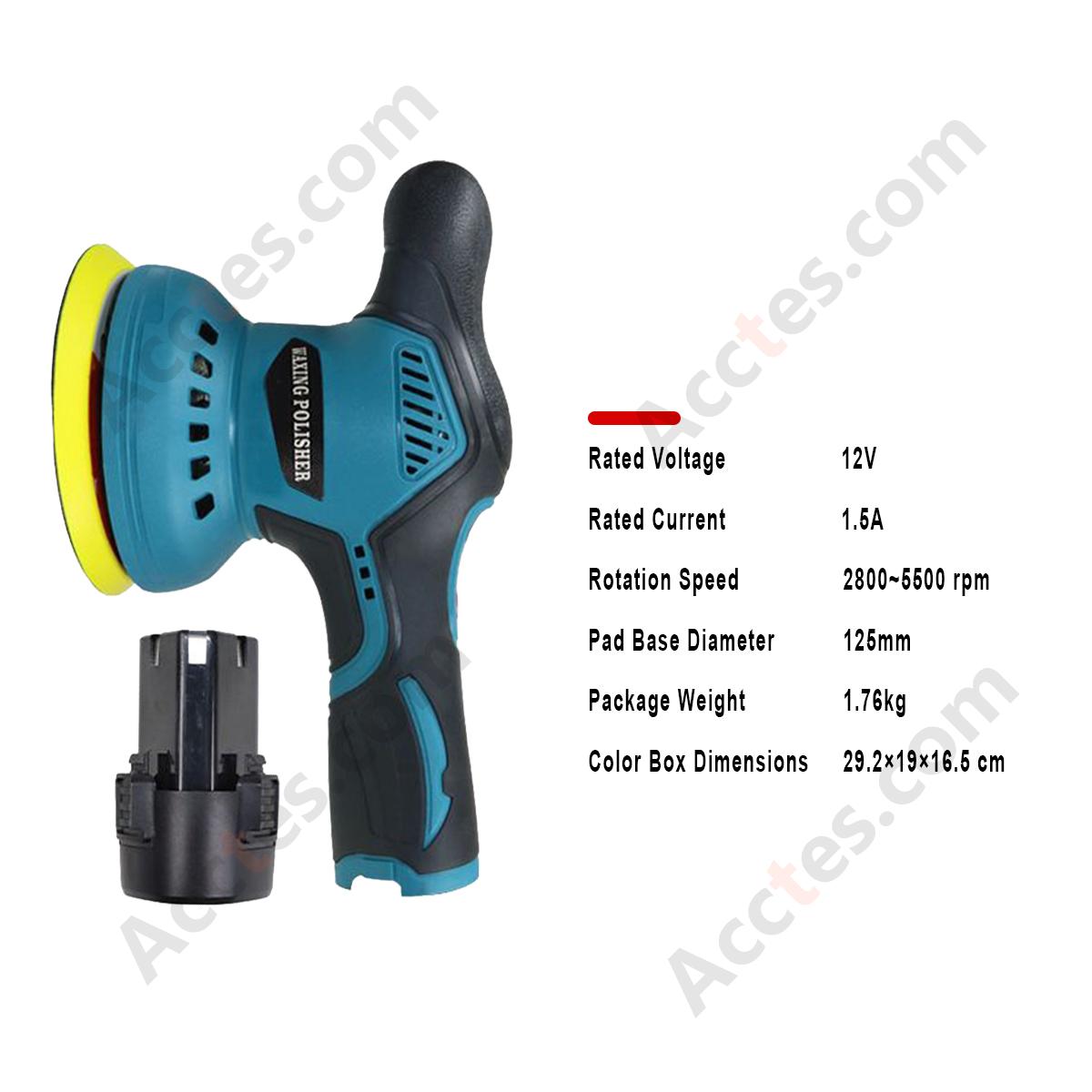 Cordless Handheld Orbital Car Polisher Waxer 8‑Speed 2 Batteries 1 Charger EU Plug Car Beauty Polishing Kit