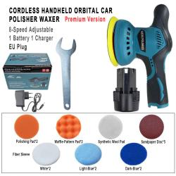 Flagship Cordless Handheld Orbital Car Polisher Waxer 8‑Speed 1 Battery 1 Charger EU Plug Auto Beauty Tool