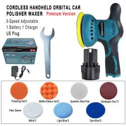 Flagship Cordless Handheld Orbital Car Polisher Waxer 8‑Speed 1 Battery 1 Charger US Plug Auto Detailing Tool