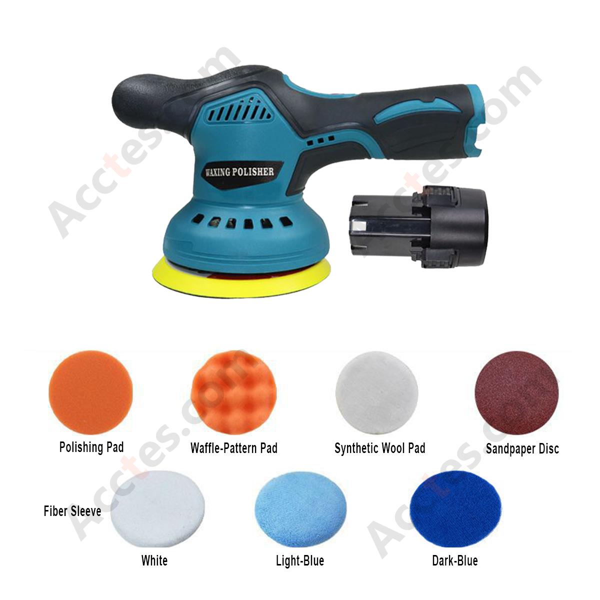 Flagship Cordless Handheld Orbital Car Polisher Waxer 8‑Speed 2 Batteries 1 Charger US Plug Auto Detailing Kit