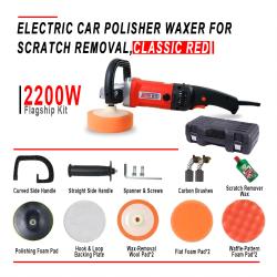 2200W Flagship High Power Electric Car Polisher Waxer Classic Red Kit Auto Scratch Repair Detailing Equipment