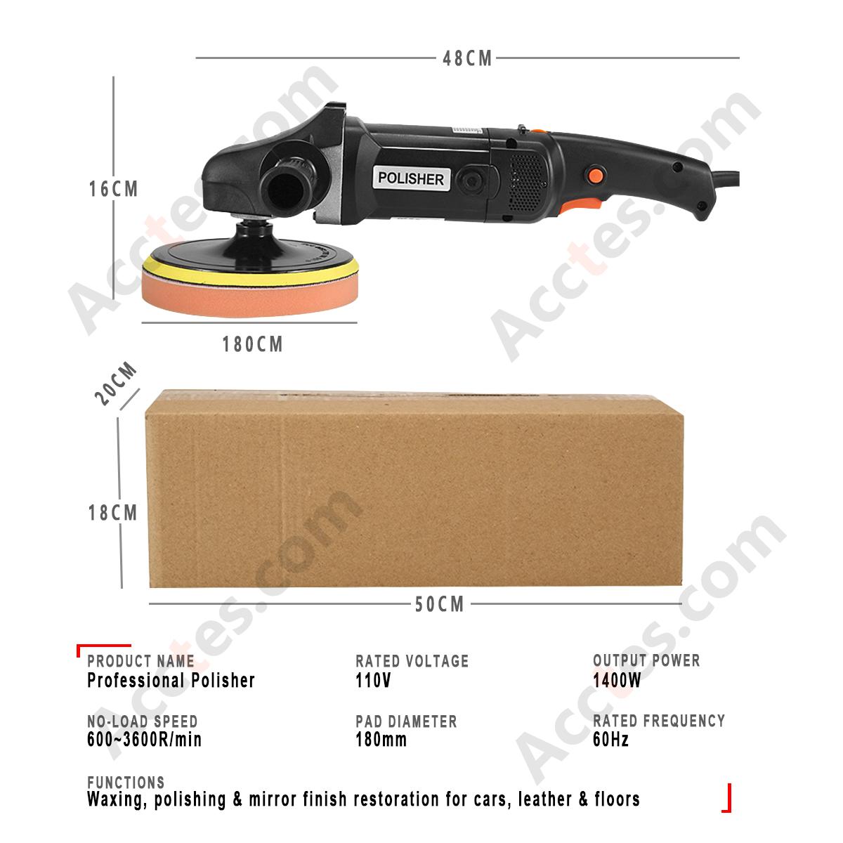 8‑Speed 1400W 220V Household Car Polisher Waxer Insulated Gloss Black Head Standard Auto Detailing Machine
