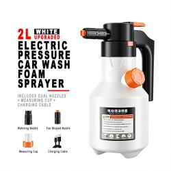 Upgraded 2L Electric Pressure Car Wash Foam Sprayer White Portable Vehicle Foam Washer for Home Use