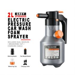 Upgraded 2L Electric Pressure Car Wash Foam Sprayer Grey Portable Home Vehicle Foam Washing Tool