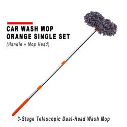 Car Wash Mop Orange Single Complete Set With Handle & Mop Head Soft Microfiber Vehicle Cleaning Brush
