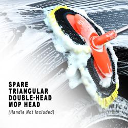 Spare Triangular Double‑Head Replacement Mop Head for Car Washing, Handle Not Included