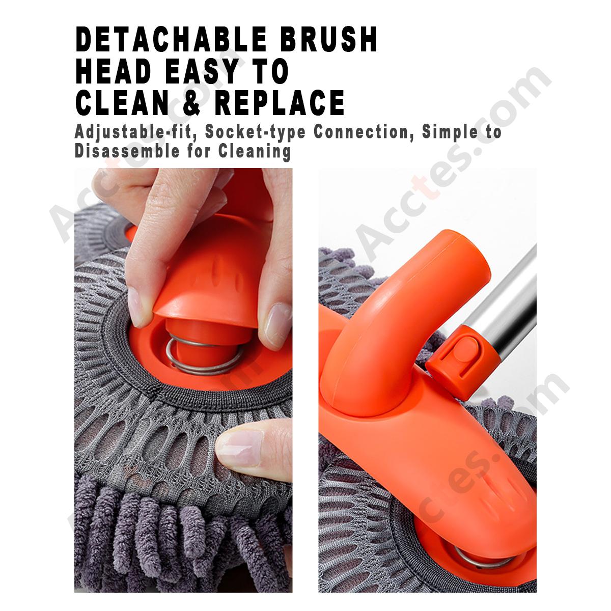 Triangular Double‑Head Car Wash Mop Full Set Grey Mop Head With Handle Soft Microfiber Car Cleaning Tool