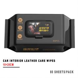 Car Interior Leather Care Wipes 80 Sheets Per Pack 12×17CM Auto Seat Leather Cleaning Maintenance Wet Wipes