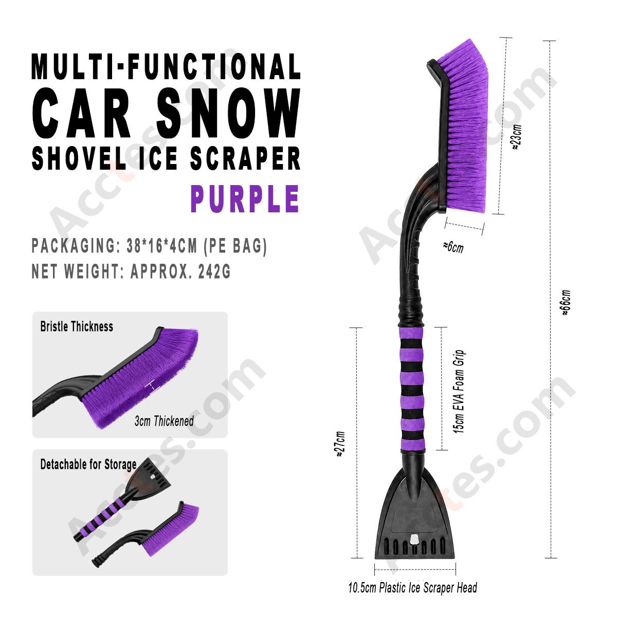 Purple Multi‑Functional Car Snow Shovel Ice Scraper Winter Windshield Snow Frost Removal Tool