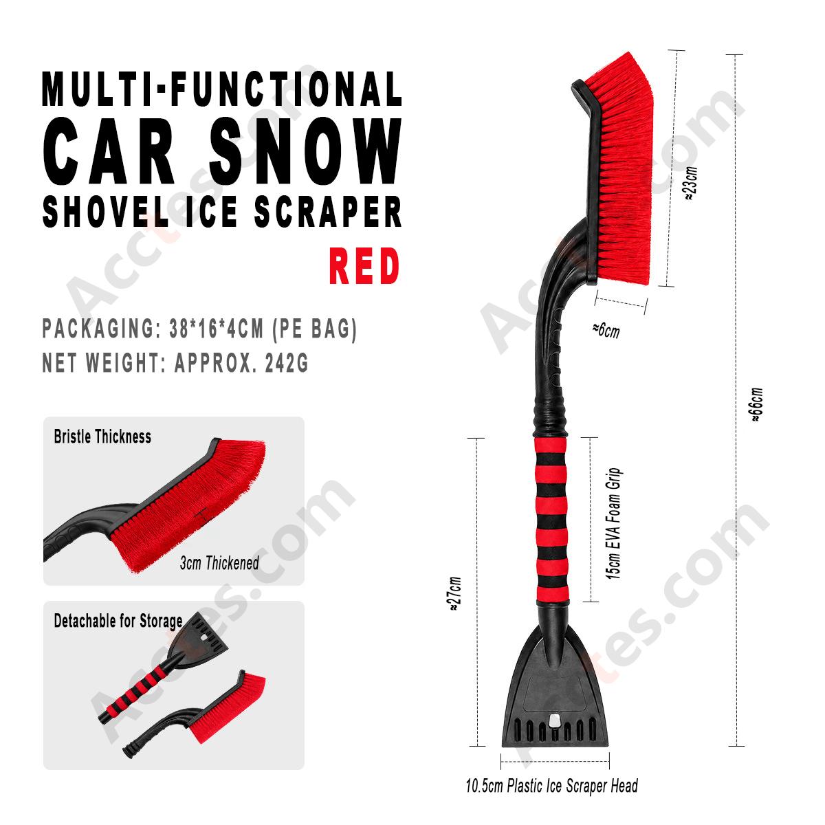 Red Multi‑Functional Car Snow Shovel Ice Scraper Winter Vehicle Snow & Frost Cleaning Tool