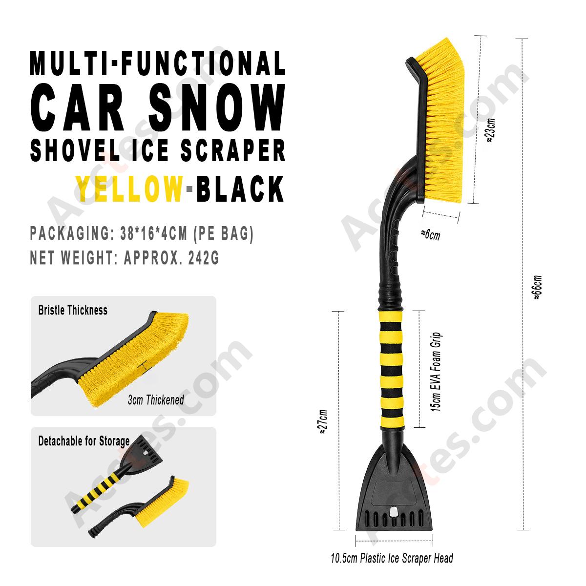 Yellow‑Black Multi‑Functional Car Snow Shovel Ice Scraper Winter Snow Frost Remover for Vehicle