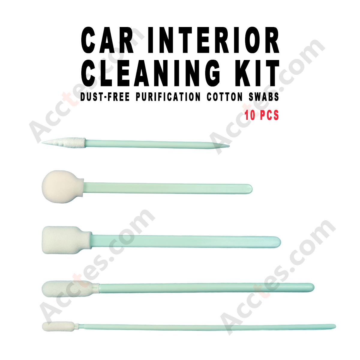 10Pcs Dust‑Free Cotton Swabs Car Interior Cleaning Kit for Air Vent Gap Detail Cleaning