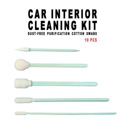 10Pcs Dust‑Free Cotton Swabs Car Interior Cleaning Kit for Air Vent Gap Detail Cleaning