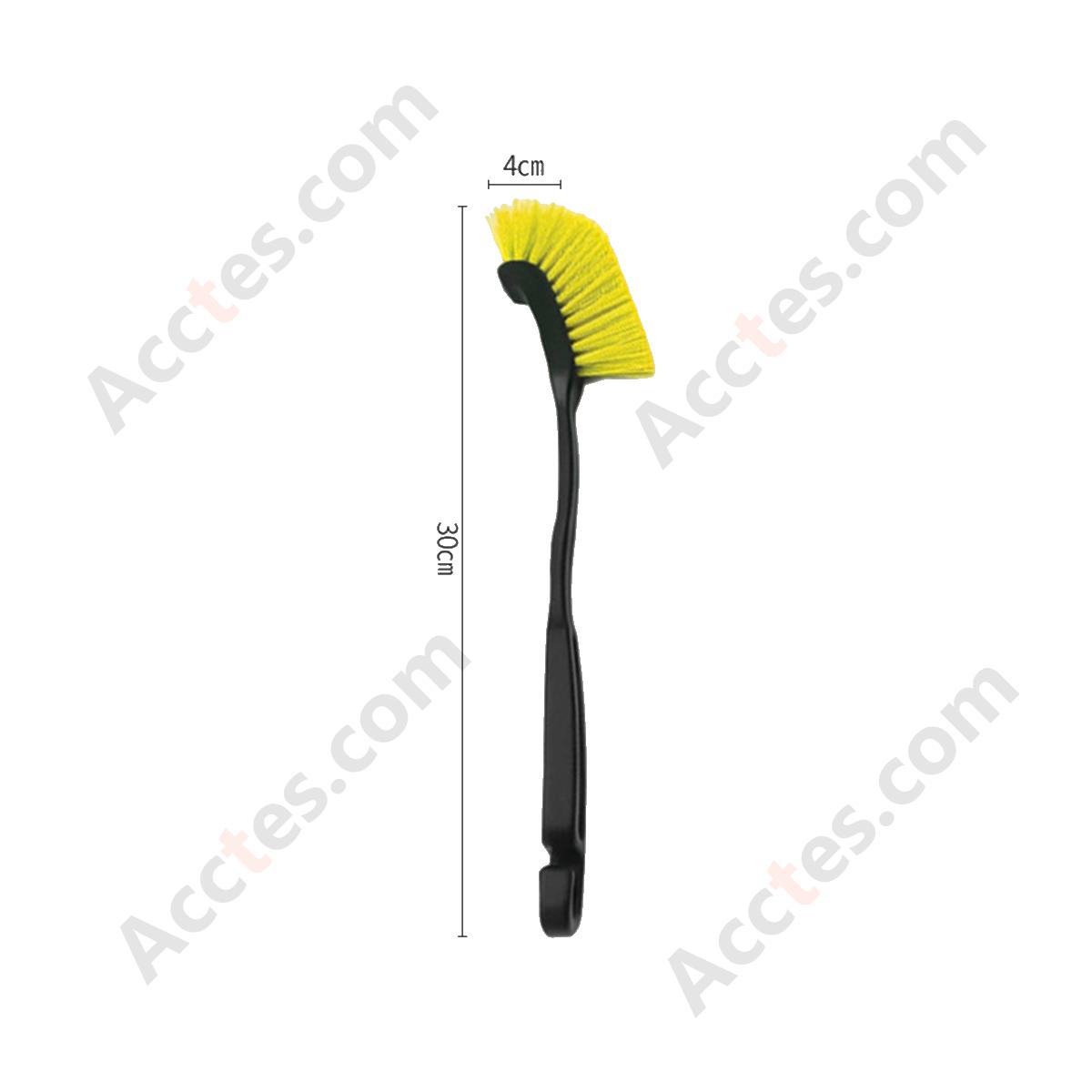 Yellow Car Wheel Tire Cleaning Brush Soft Bristle Rim Dirt Grime Removal Tool