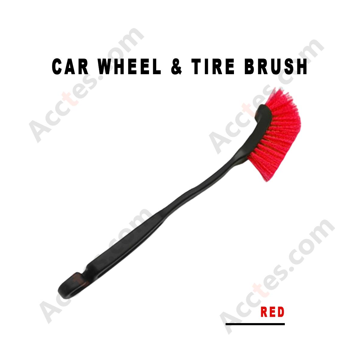 Red Car Wheel Tire Cleaning Brush Soft Bristle Rim Brake Dust Removal Washing Tool