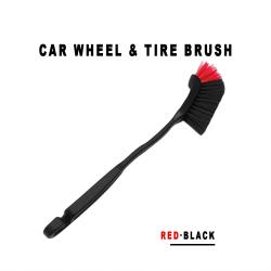 Red‑Black Car Wheel Tire Cleaning Brush Soft Bristle Rim Grime Brake Dust Remover