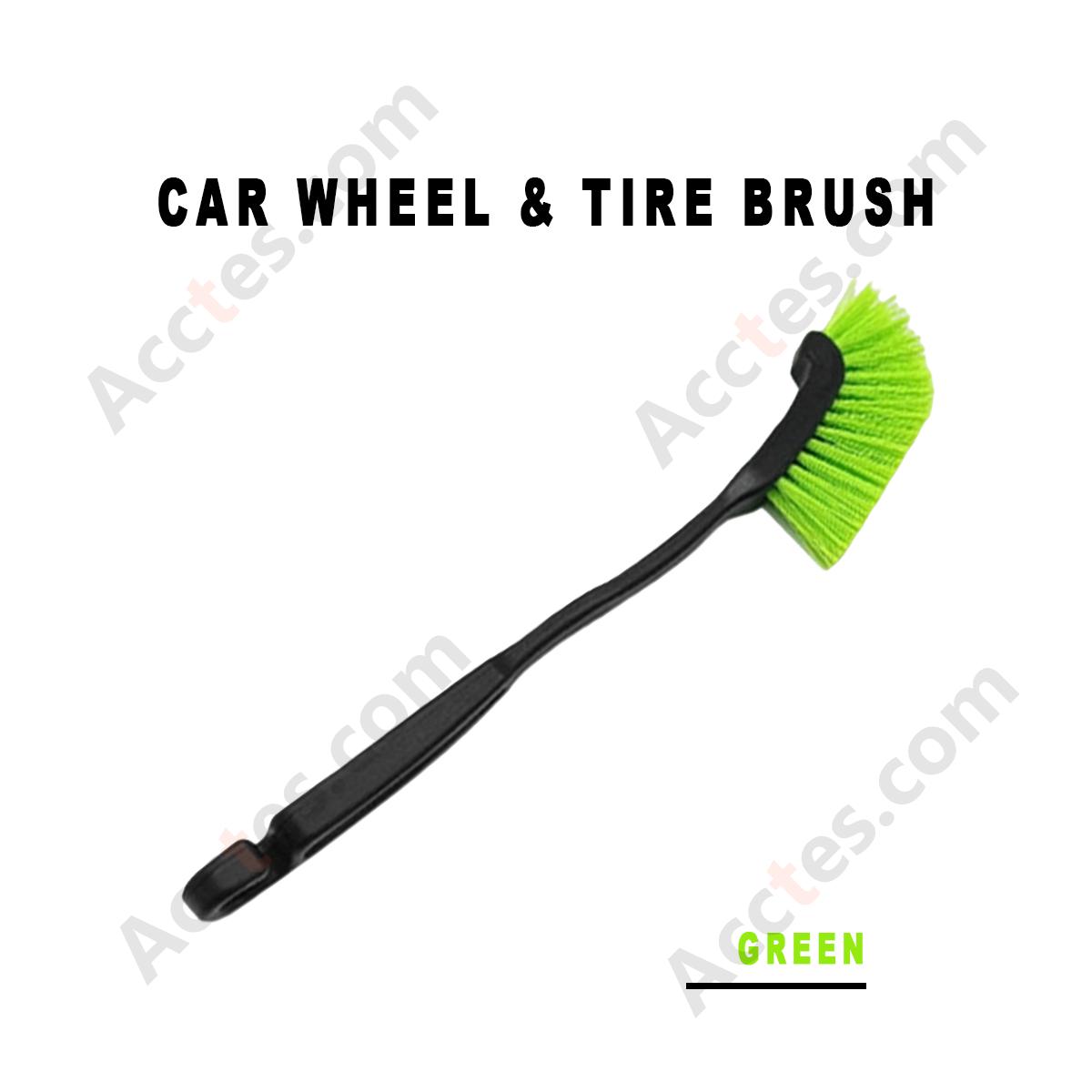 Green Car Wheel Tire Cleaning Brush Soft Bristle Rim Brake Dust Mud Removal Tool