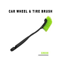Green Car Wheel Tire Cleaning Brush Soft Bristle Rim Brake Dust Mud Removal Tool