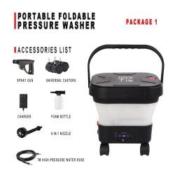 Foldable High Power Car Washer 6‑in‑1 Spray Nozzle Standard 7Pcs Kit Portable Vehicle Washing Machine