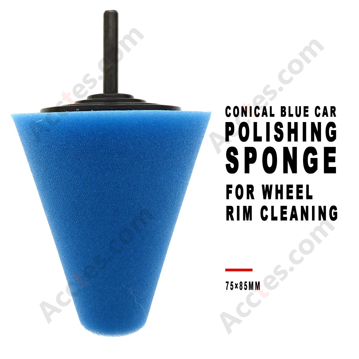 75×85mm Conical Blue Polishing Sponge Car Wheel Rim Hub Cleaning Buffing Foam Tool