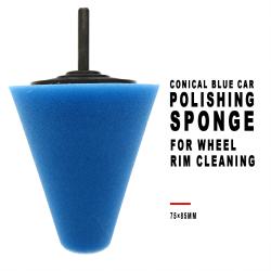 75×85mm Conical Blue Polishing Sponge Car Wheel Rim Hub Cleaning Buffing Foam Tool