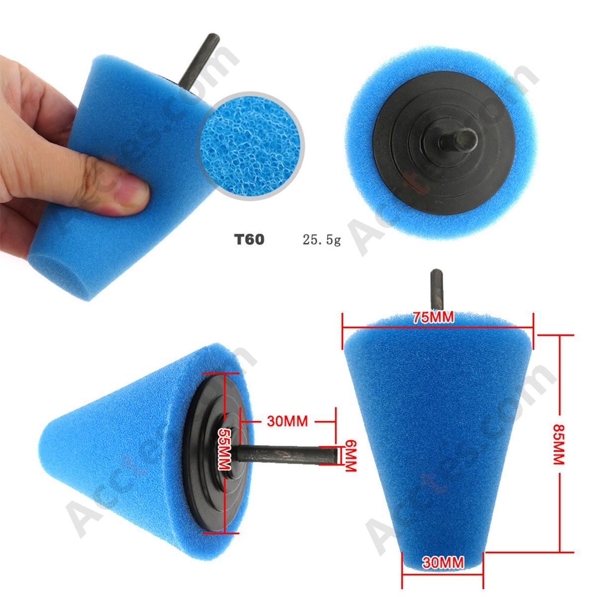 75×85mm Conical Blue Polishing Sponge Car Wheel Rim Hub Cleaning Buffing Foam Tool