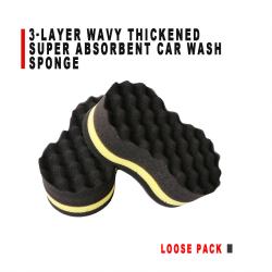 3 Layer Wavy Thick Car Wash Sponge Loose Bulk Super Absorbent High Density Foam Auto Cleaning Washing Tool