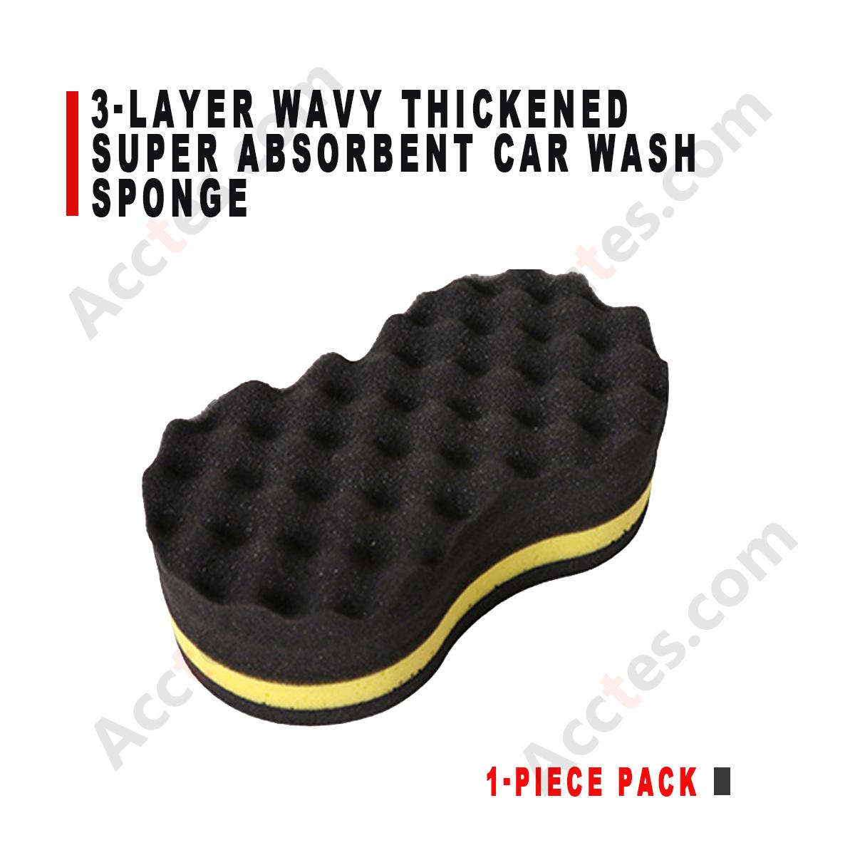 1‑Piece 3 Layer Wavy Thickened Car Wash Sponge Super Absorbent High Density Foam For Vehicle Washing