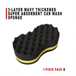 1‑Piece 3 Layer Wavy Thickened Car Wash Sponge Super Absorbent High Density Foam For Vehicle Washing