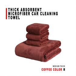 Coffee Color Medium‑Thick Microfiber Car Towel Super Absorbent Cleaning Cloth for Vehicle Drying Wash