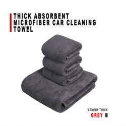 Grey Medium‑Thick Microfiber Car Towel Super Absorbent Lint‑Free Vehicle Washing Drying Cloth