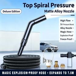 Black High Pressure Car Wash Gun 3M Expandable Water Hose Spiral Boost Washer With Foam Pot For Vehicle Cleaning