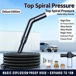 Black High Pressure Car Wash Gun 6M Expandable Water Hose Spiral Boost Washer With Foam Pot For Vehicle Cleaning