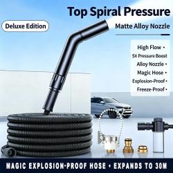 Black High Pressure Car Wash Gun 12M Expandable Water Hose Spiral Boost Washer With Foam Pot For Vehicle Cleaning